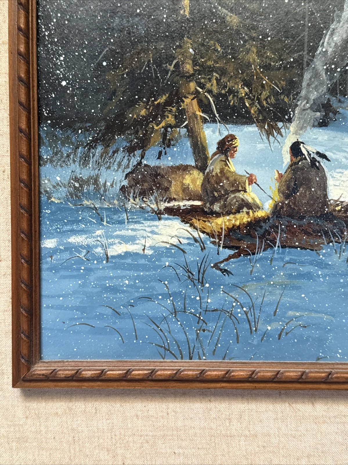 Gerry Metz Painting Indian Tribal Native American Landscape Famous Small Vintage