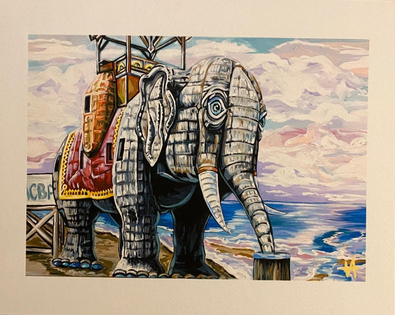 ORIGINAL ART «LUCY THE ELEPHANT» PRINT MARGATE NEW JERSEY 8″ X 10″