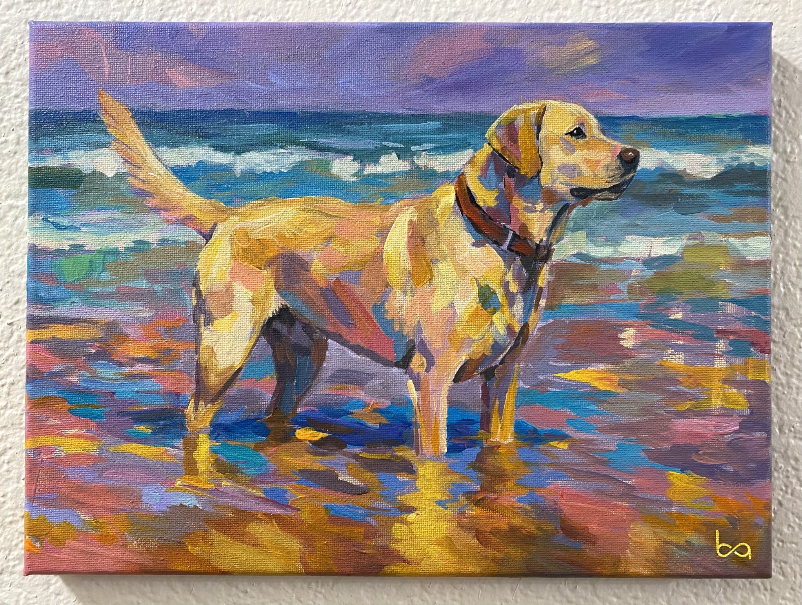 Impressionist Labrador Retriever Beach Painting Original Acrylic Dog Ocean Art