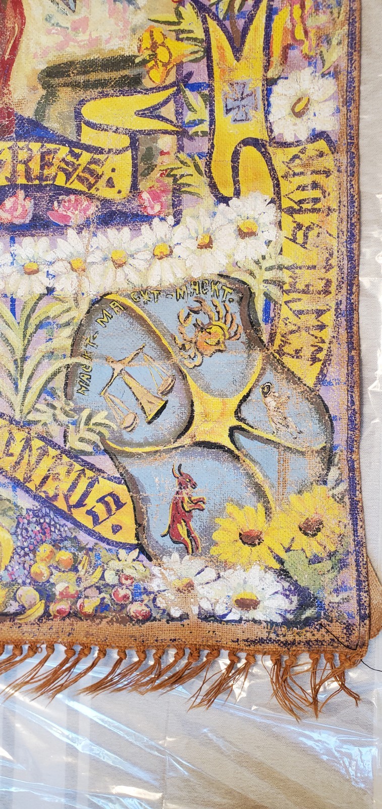 Original Ornate Textured Oil On Canvas: Hildebrandt Coat of Arms Banner 1934