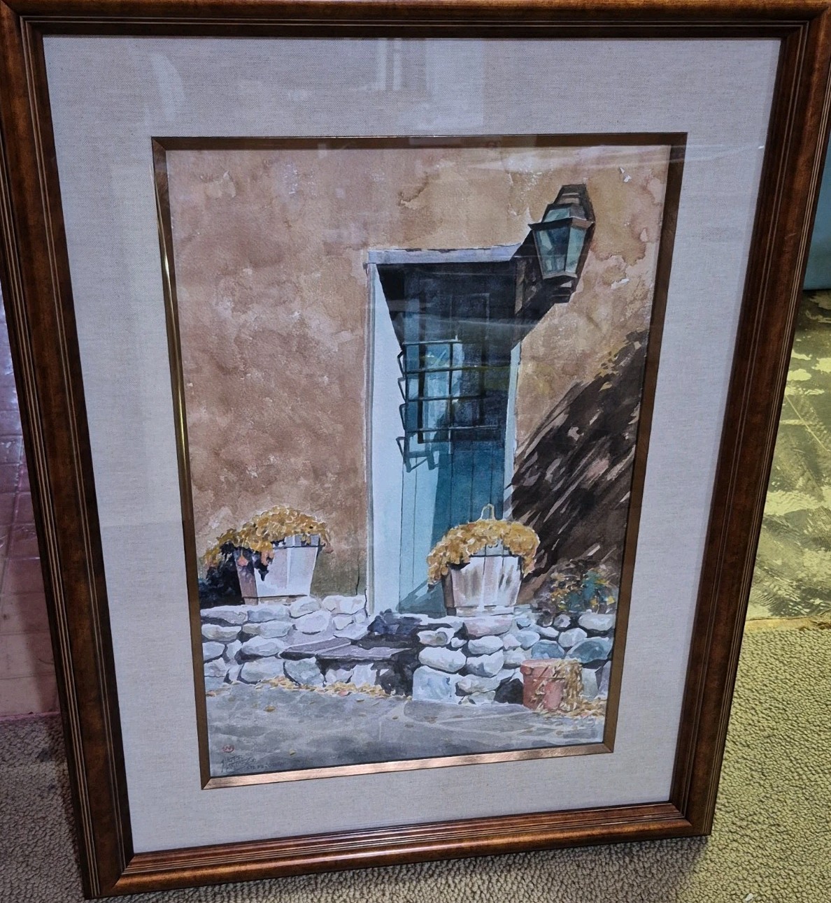 Victor Martinez Large Santa Fe New Mexico Framed Original Watercolor Fine Art !!