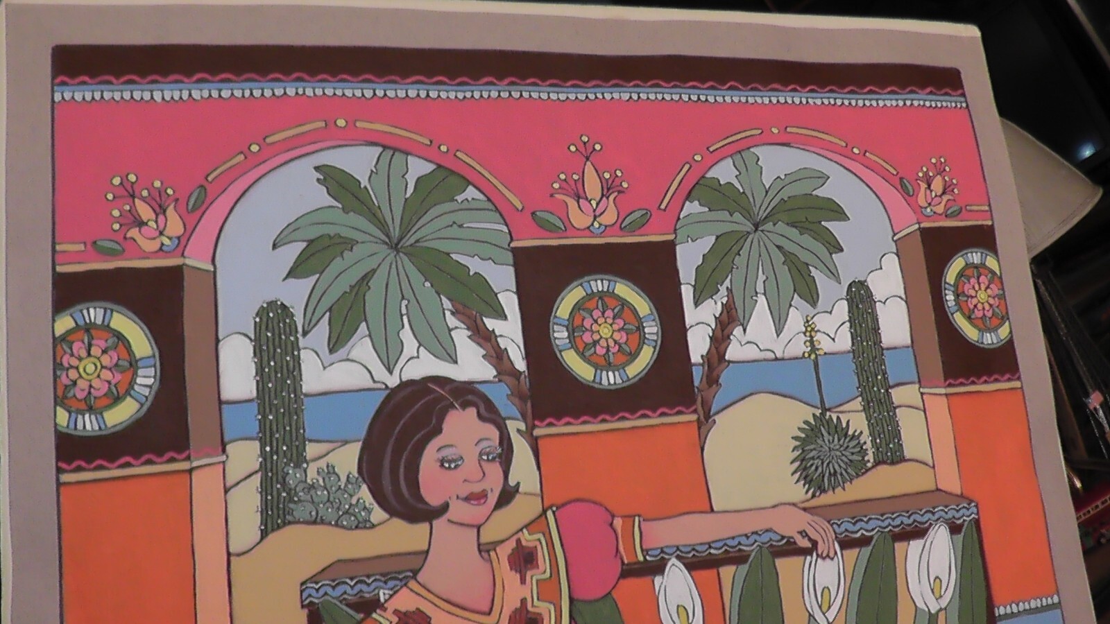 original 18×24 b woolston fine art painting aztec seniorita by the sea