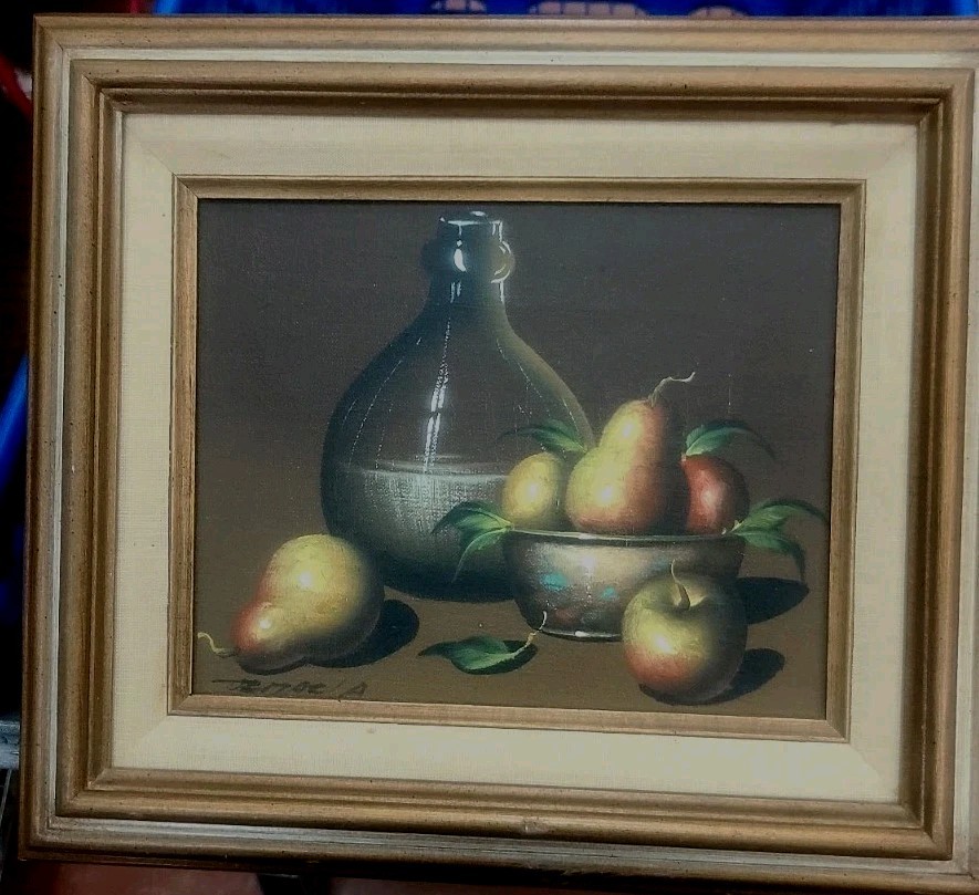DE MAZIA GICLEE Print Of Still Life Oil Painting Canvas Fruit Pears 9.5×11.5