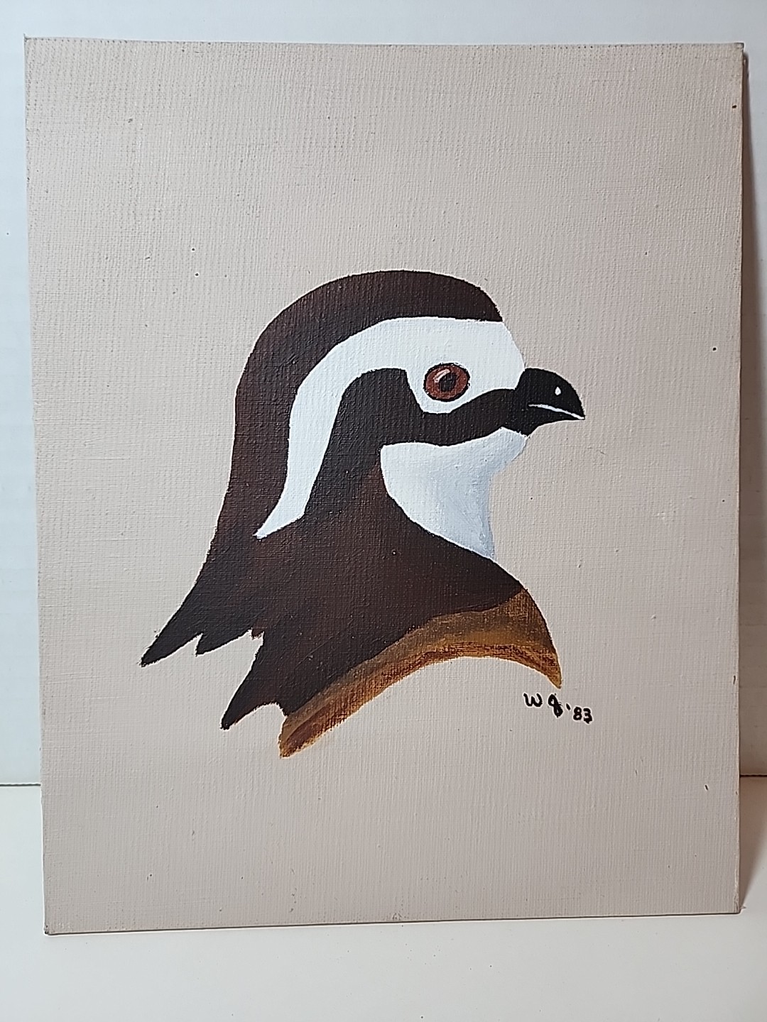 Vtg Original Bobwhite Quail Canvas Wall Art 9×10 Acrylic Bird Painting Signed