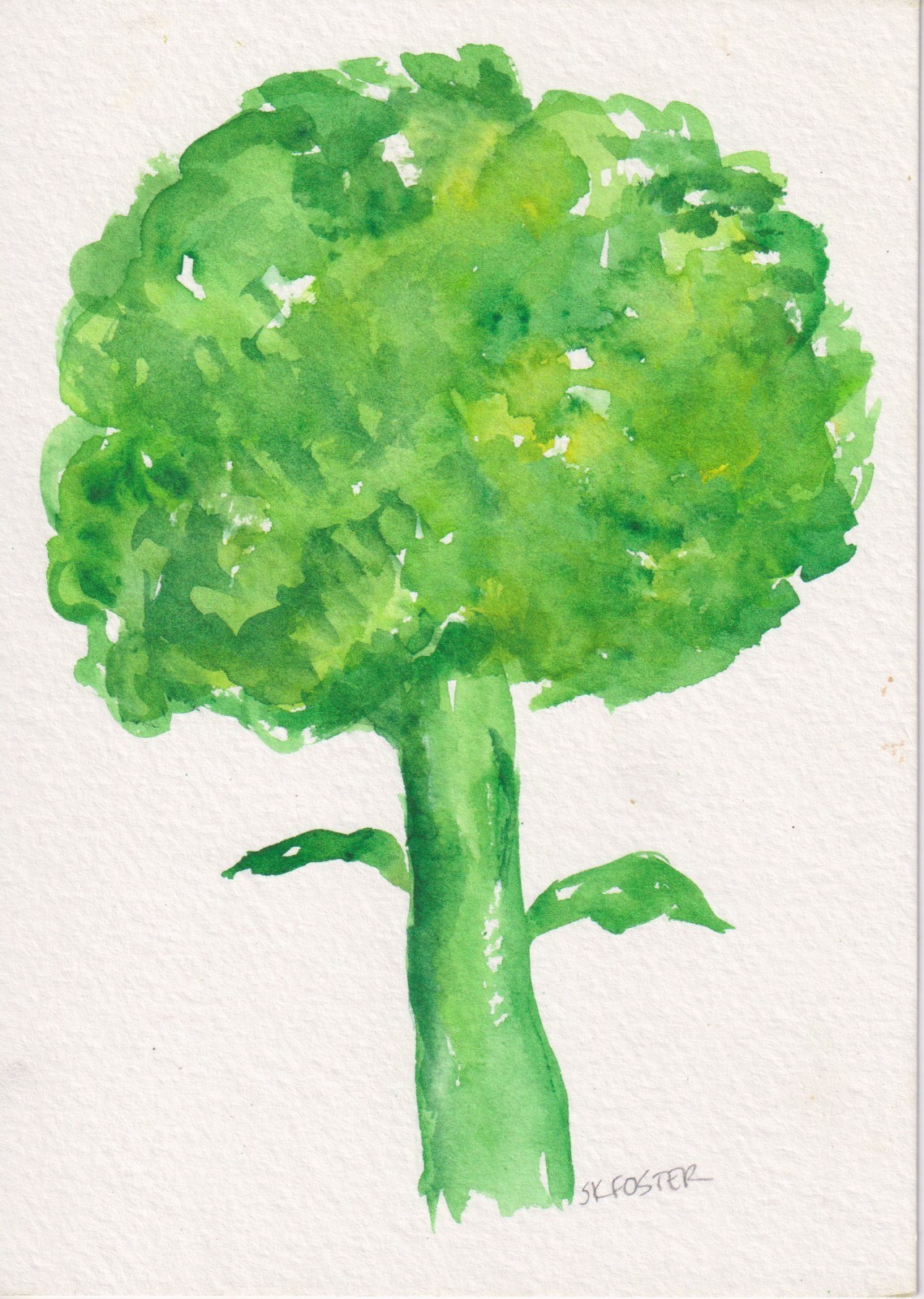 5×7 Broccoli Original Watercolor Painting, Garden Vegetables Sharon Foster
