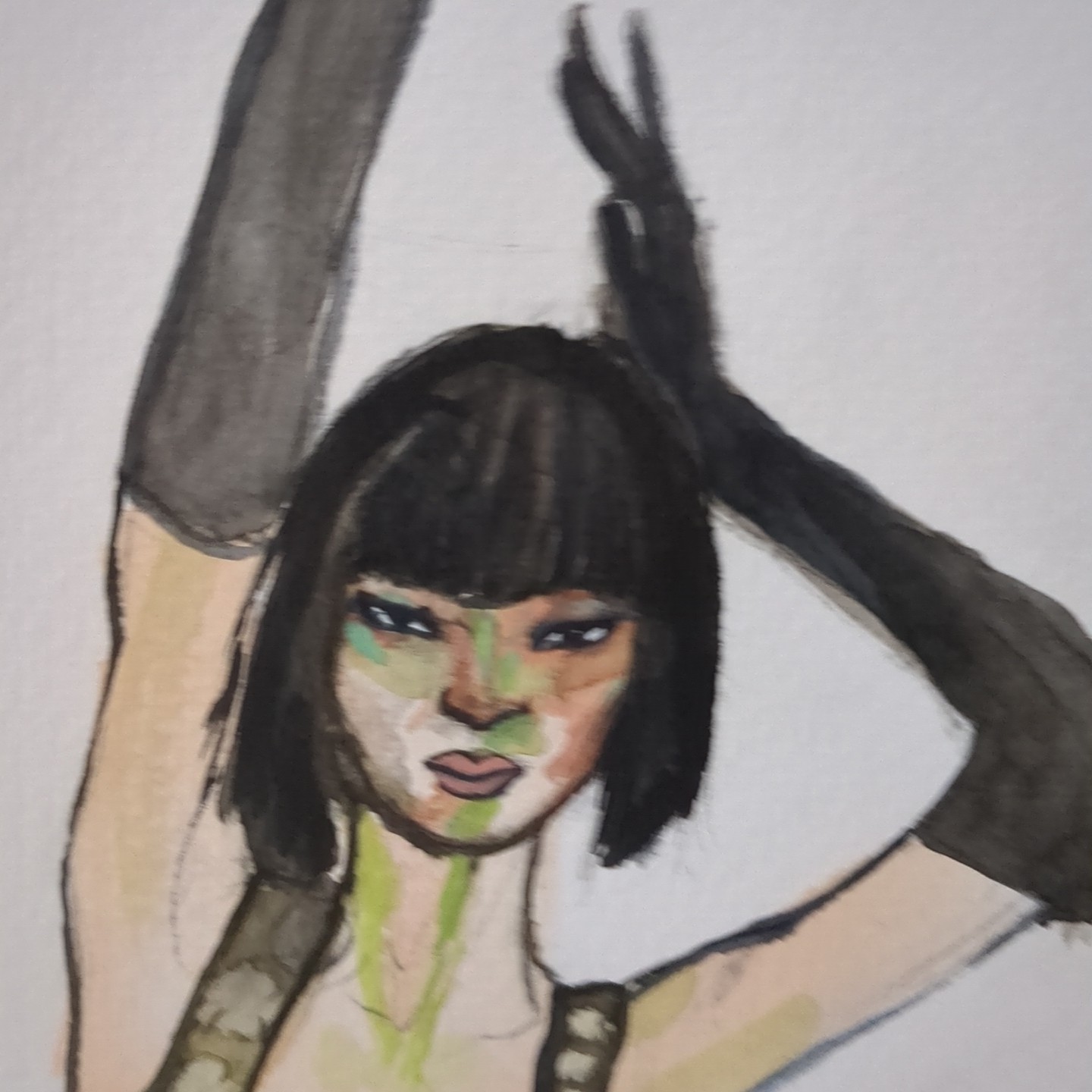 Original Watercolor Painting Fashion Illustration 9×12 on Paper JJ