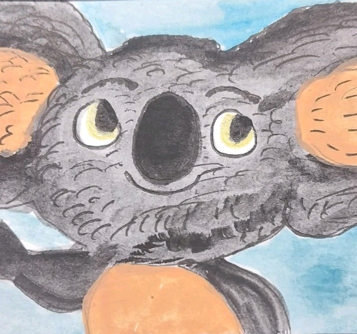 ACEO Original Art Card ATC Koala Bear Australia Animal 3.5X2.5 Cute Painting GAT