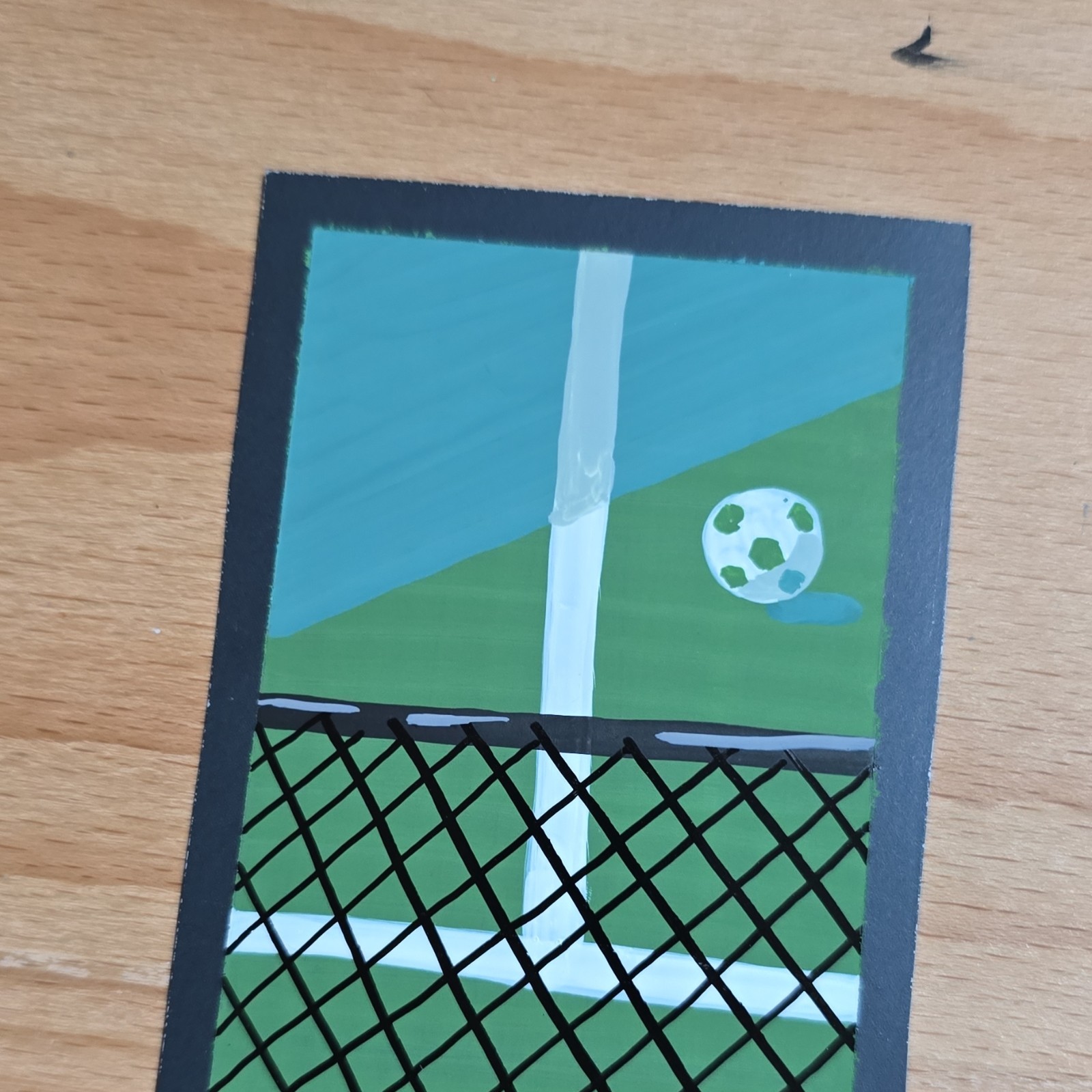 ACEO Hello Pachi Artist Original Painting -soccer, Sports, Green, Ball