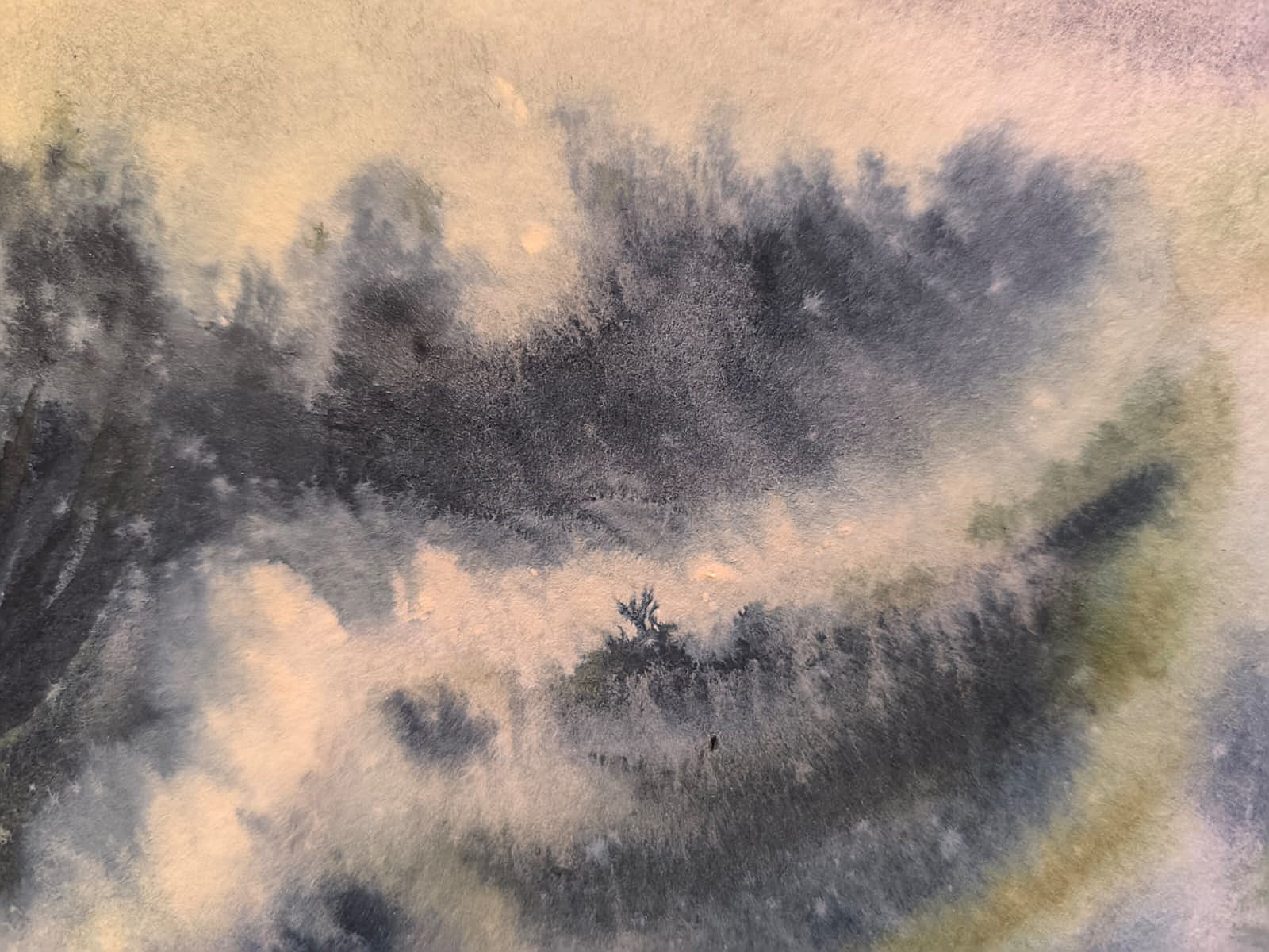 BIRDS SEAGULL WAVES Original Arts Painting Landscape CLOUDY SKY Seascape Gift A4