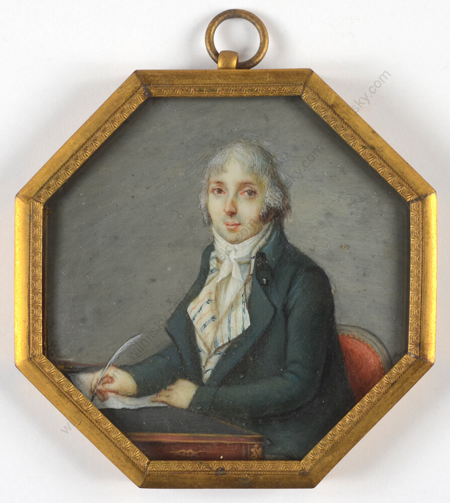 «French lawyer Jean-Pierre Delahaye», important miniature, ca. 1790
