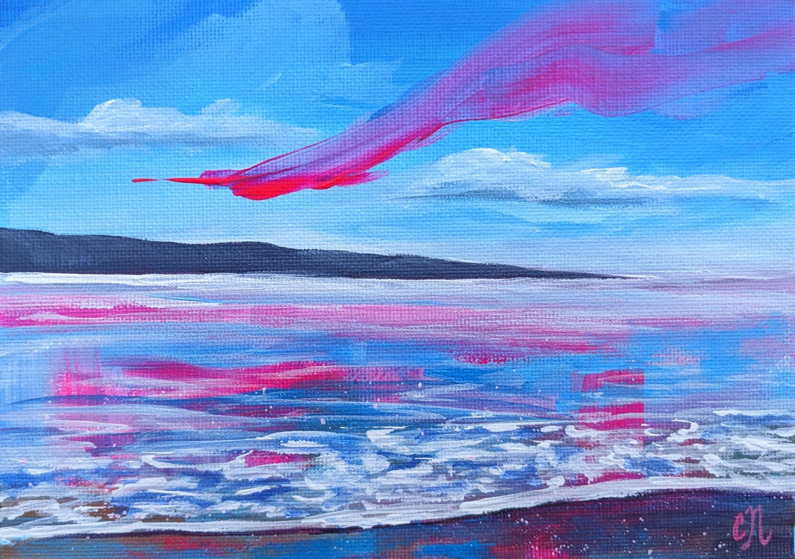 Small Seascape Painting. Original Coastal Art. Beach, Ocean, & Coastline. 5×7″