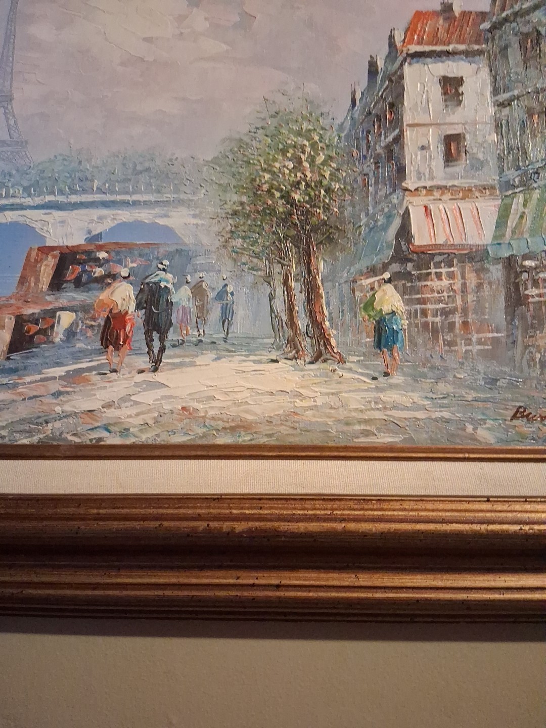 Vintage Burnett Paris Street Scene Fine Art Oil On Canvas Painting Framed