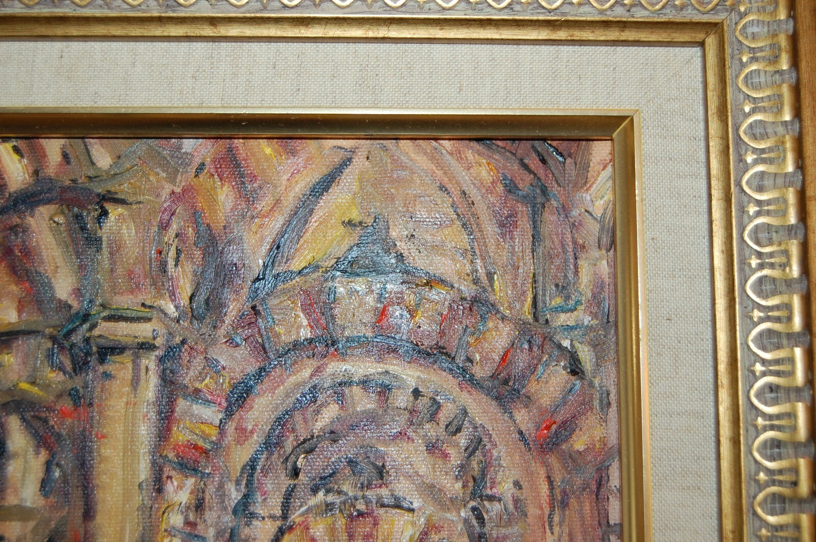 FRAMED ORIGINAL OIL ARCHES MEZQUITA DE CORDOBA, SPAIN VIEW I ARTIST: HECTO VIDAL