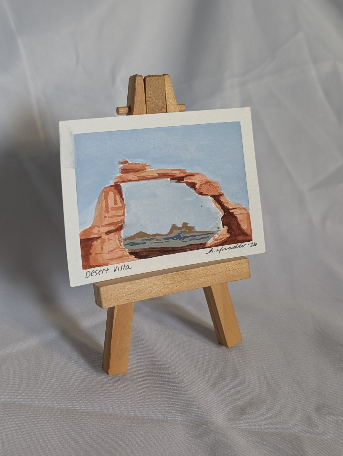 ACEO Original Gouache Painting, «Desert Vista» 2.5×3 in