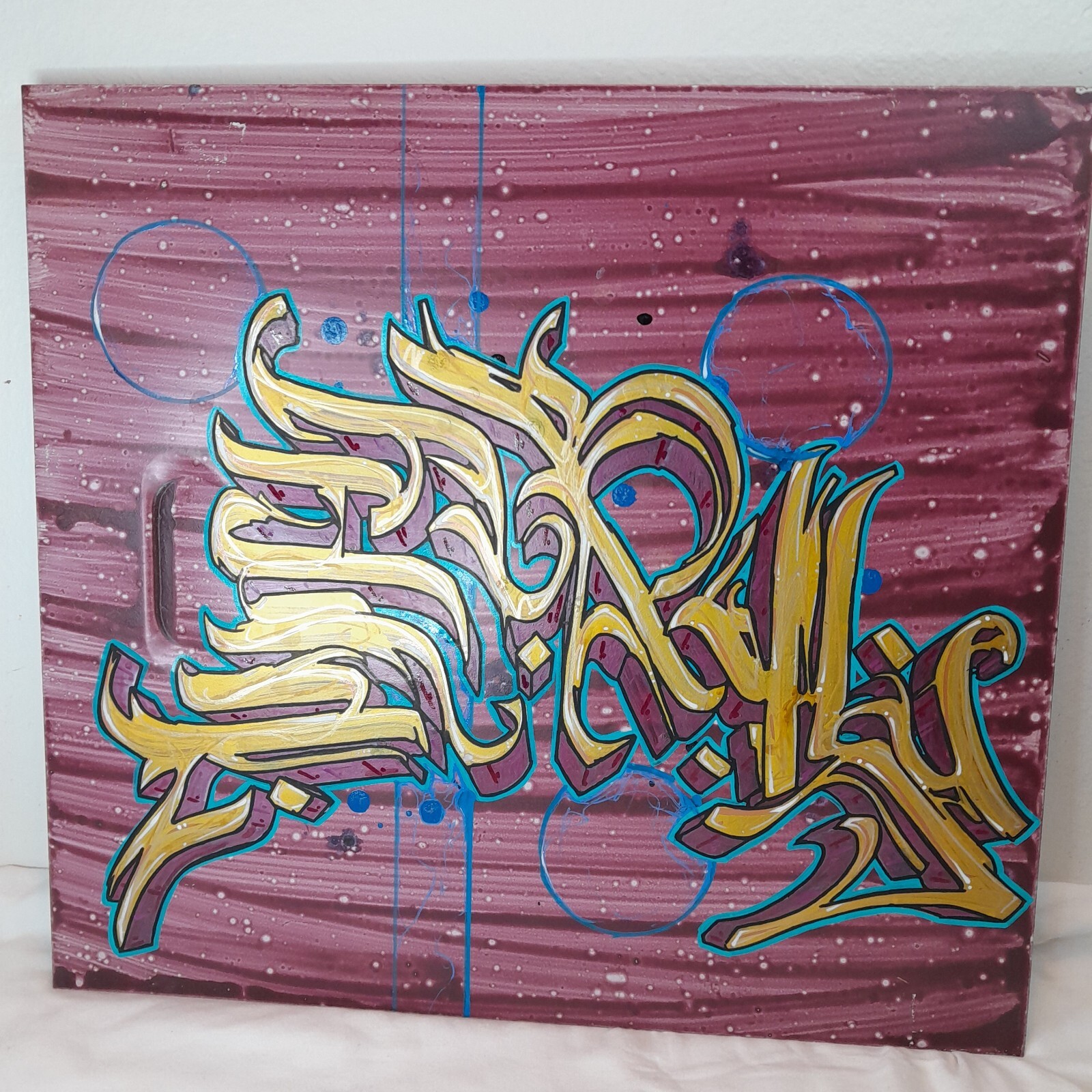 Original Art Painting Signed Artist Graffiti – Contemporary Acrylic Art 18×17 in