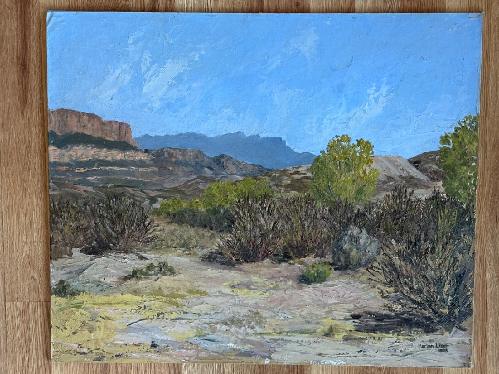 HARLAN LIZER ORIGINAL ACRYLIC PAINTING ON CANVAS PANEL «SPRING COMES» 20″ X 24″