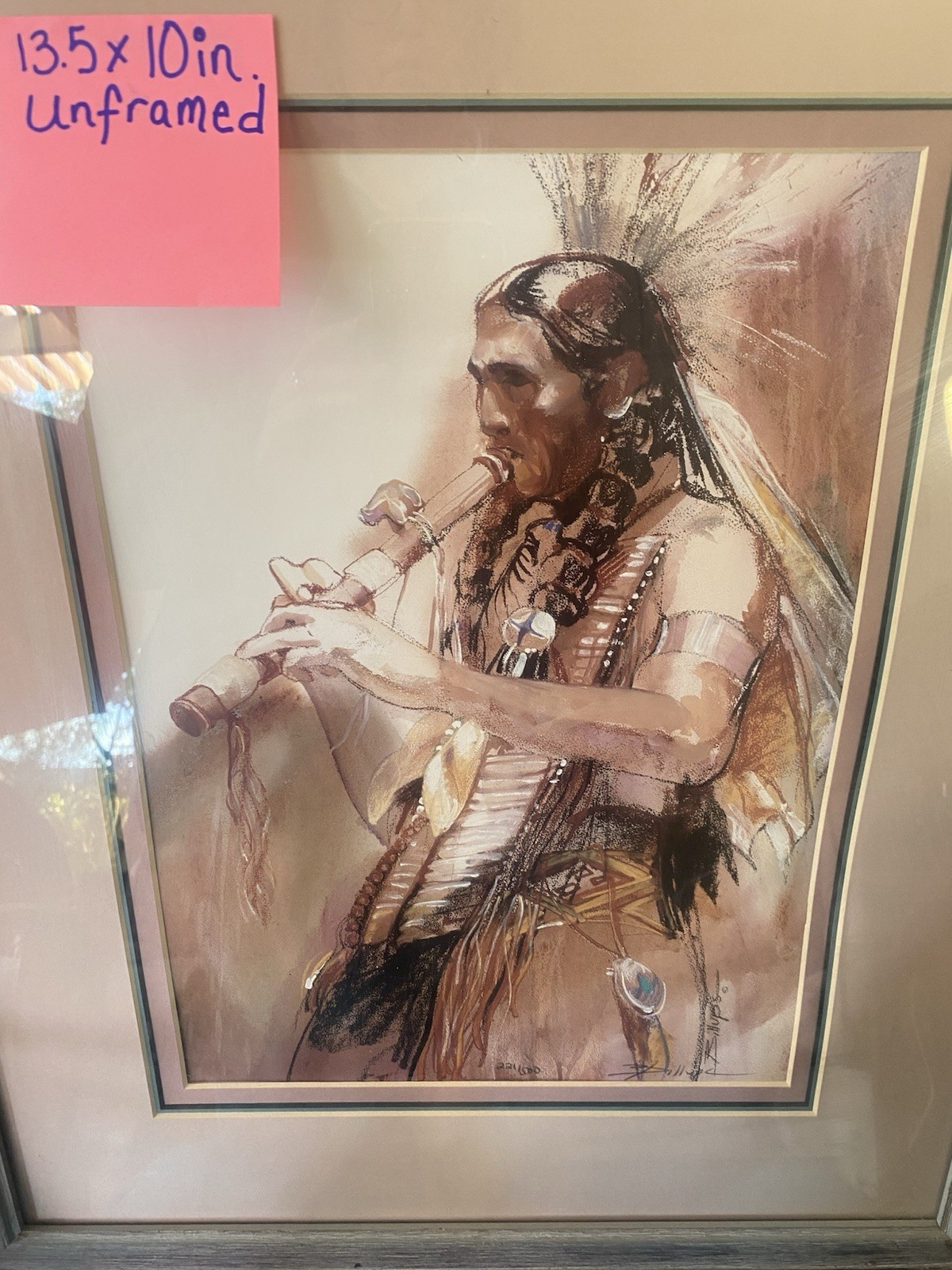 Native American Indian By Betty Jean Billups Print Signed/13.5x10in Unframed