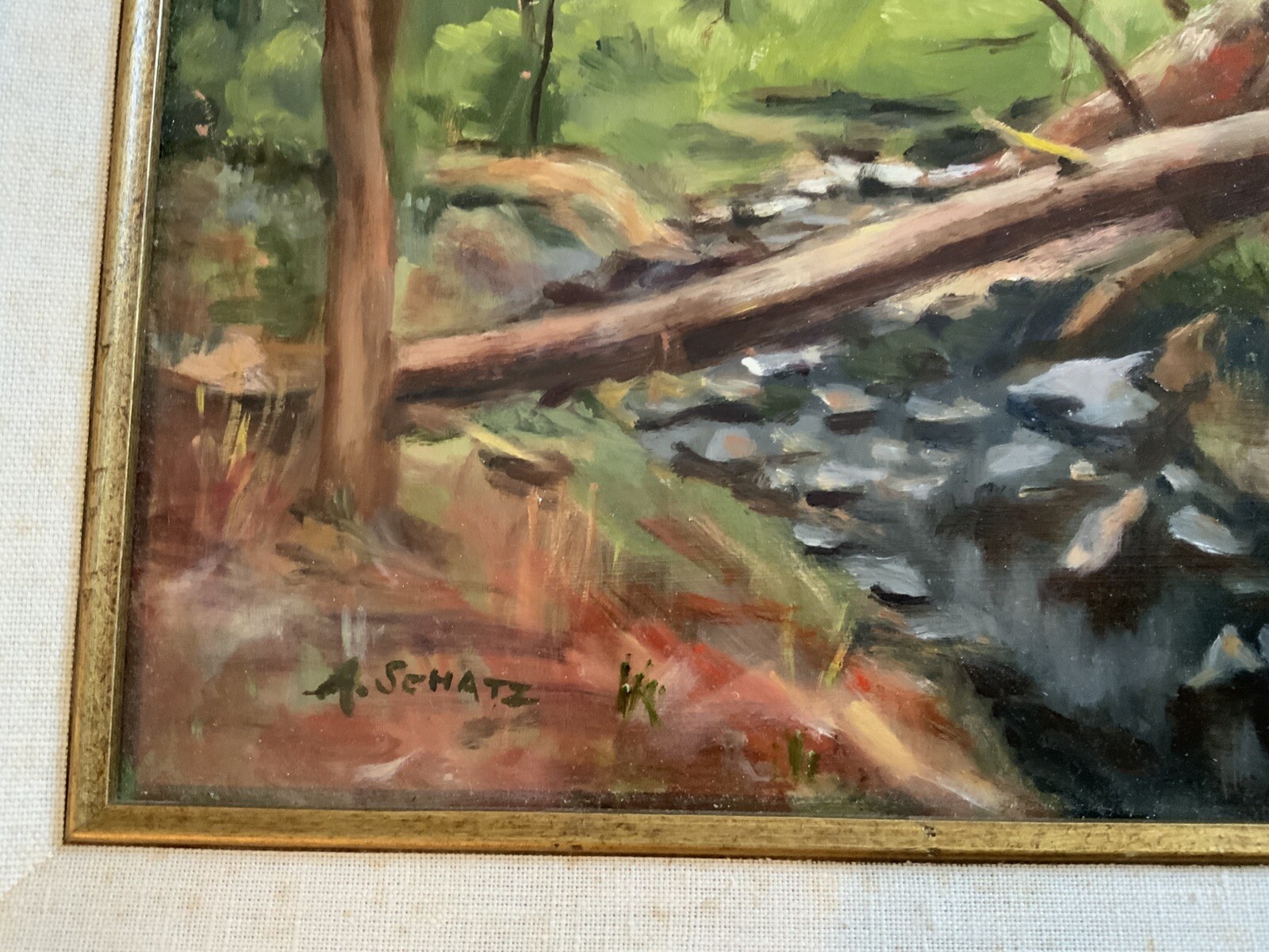 A Schatz Fallen Tree at Avalon Oil Painting 9.5” x 7.5”