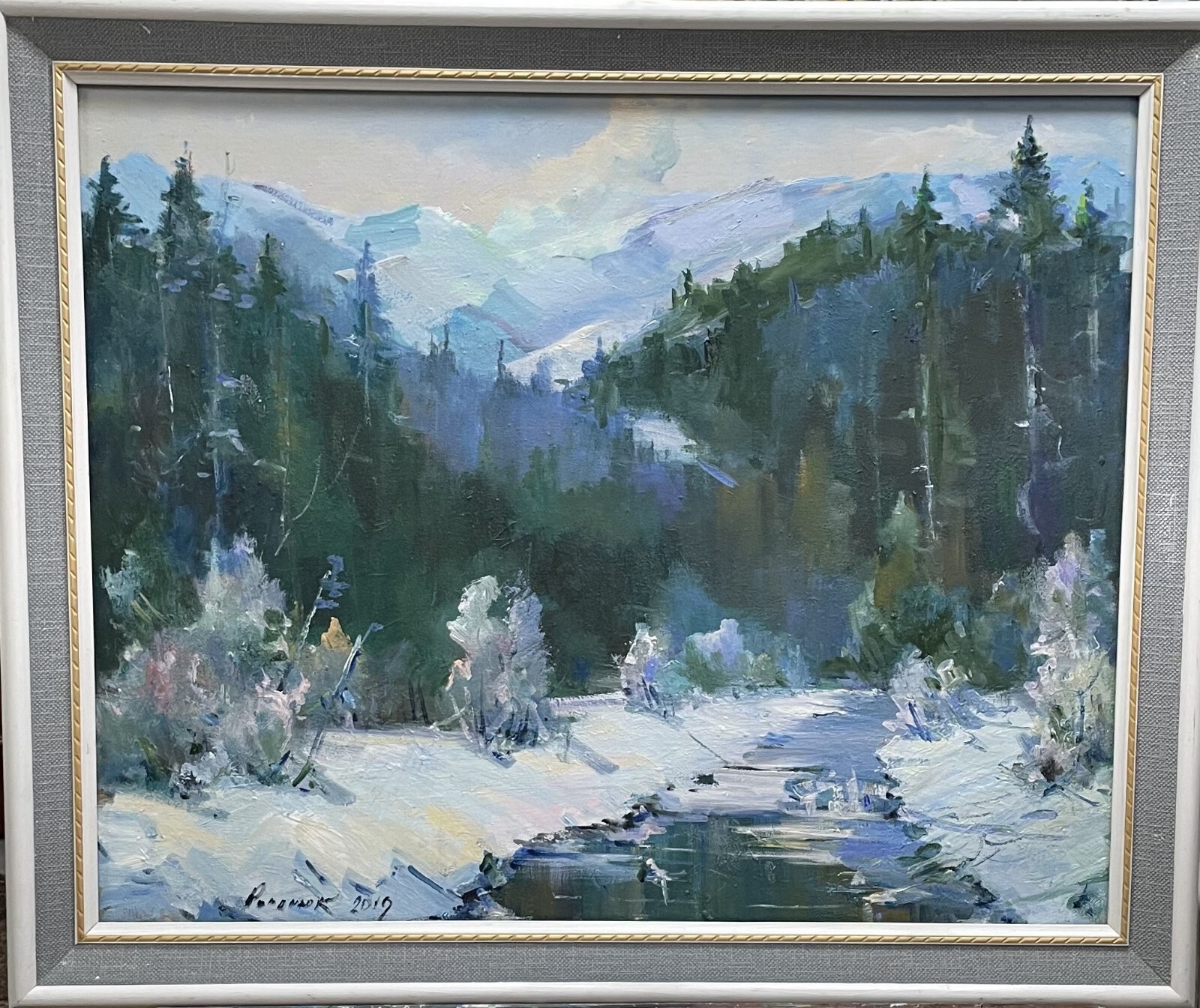 Oil painting Deep winter Ukrainian painter Canvas Framed original landscape art