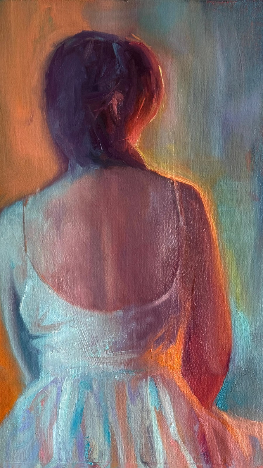 Dancer resting painting custom portrait original oil on canvas