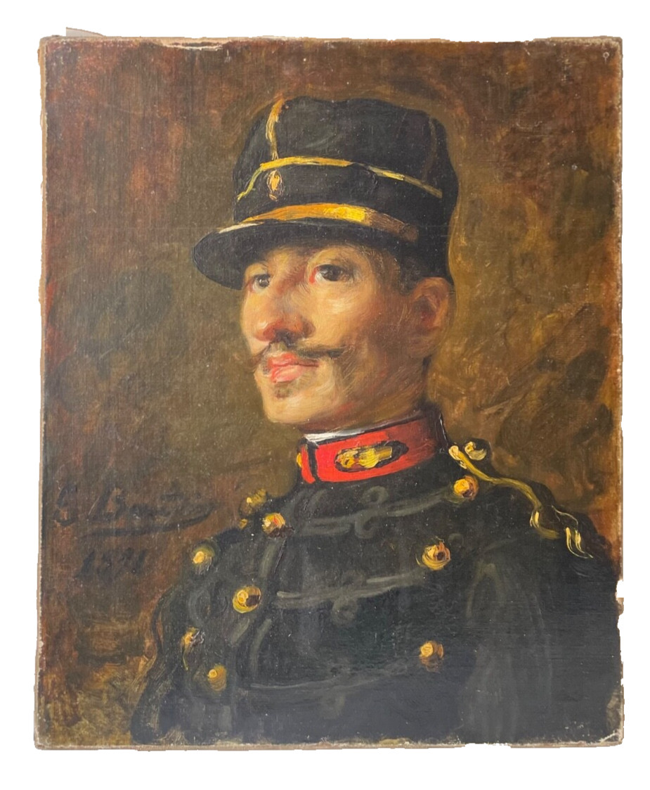 19th Century Eugene Baudin Signed Military Portrait Impressionist Oil Painting