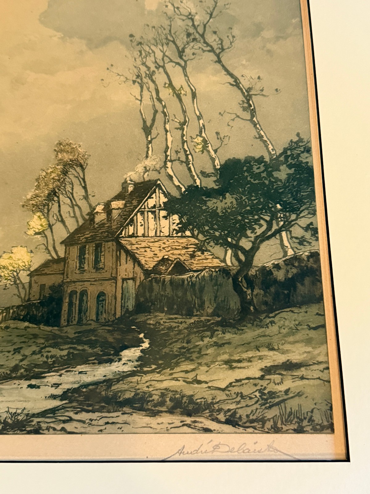 Antique 1925 Andre Delaistre Art Handcolored Signed & Numbered Engraving French