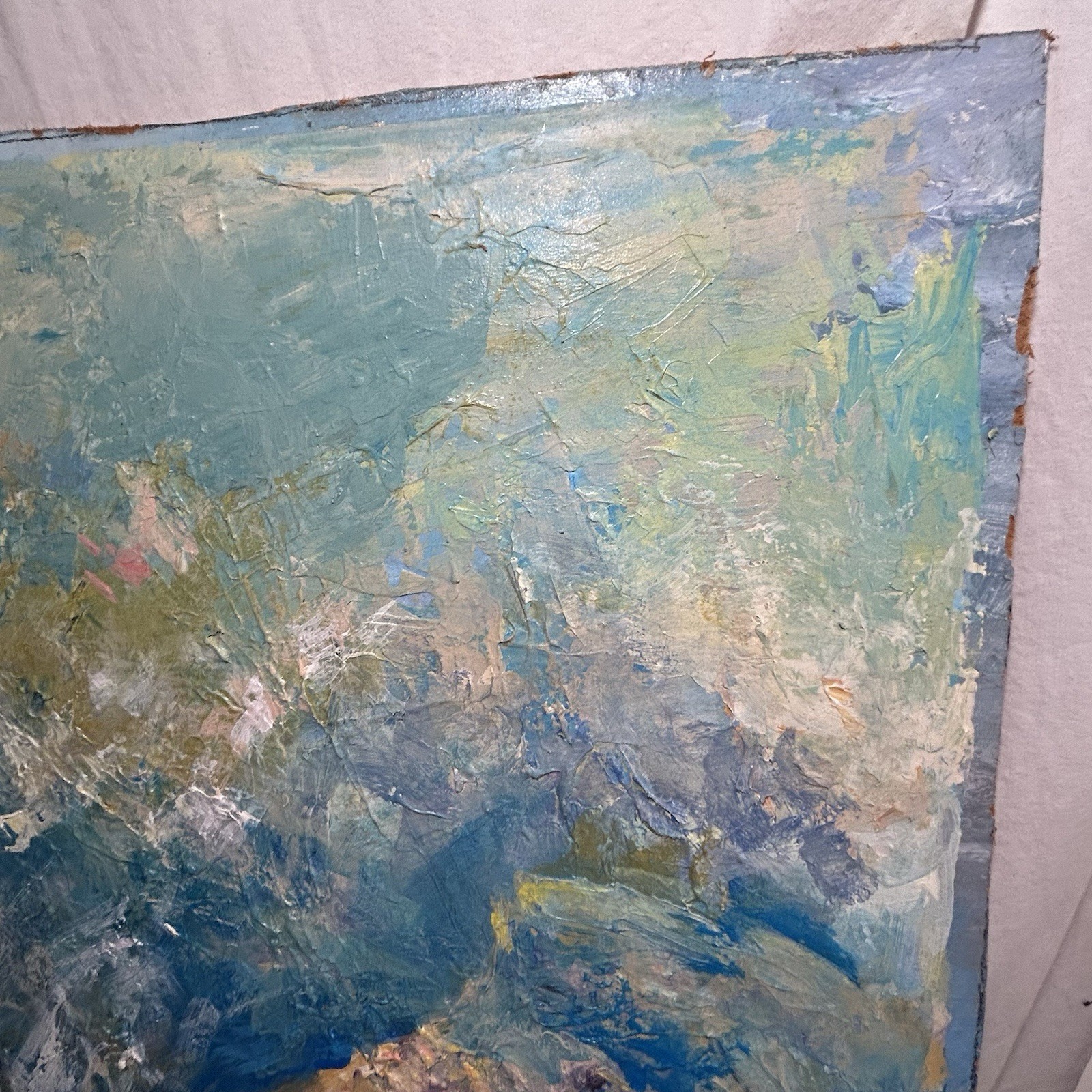 1986 Original Mary Thompson Abstract Modern Art Painting Acrylic Impasto Vintage