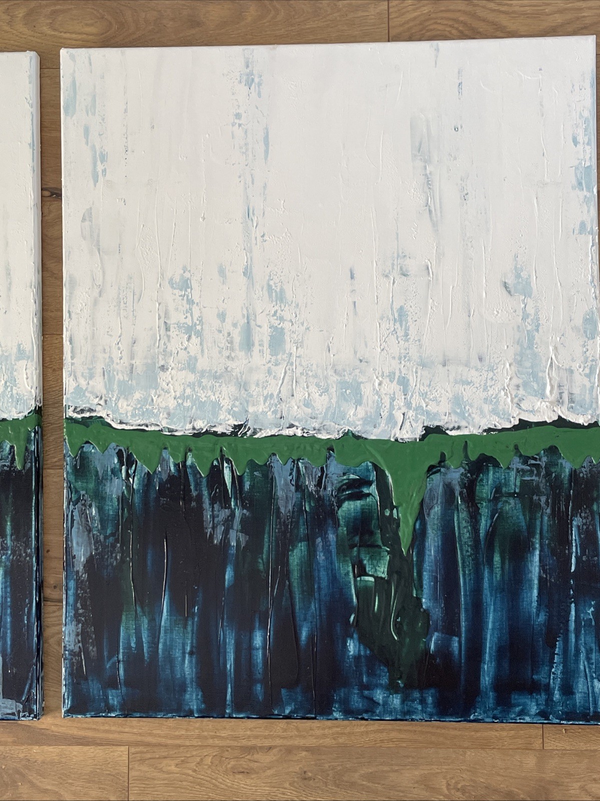 Set 2 Original Vintage Modern Abstract Paintings Diptych each 24×30″