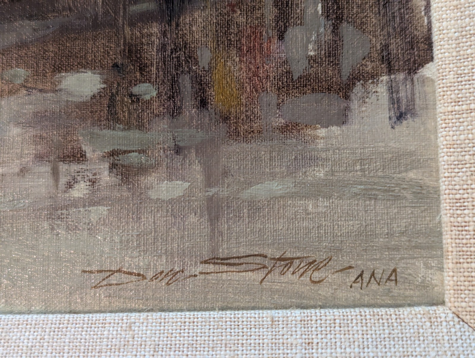 Don Stone Original Oil, Framed, «Rainy Day T-Wharf»