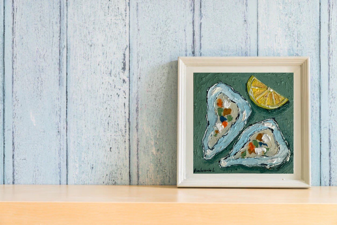 Oyster Painting Seafood Art Still Life Kitchen Wall Art Oyster Art Food Painting