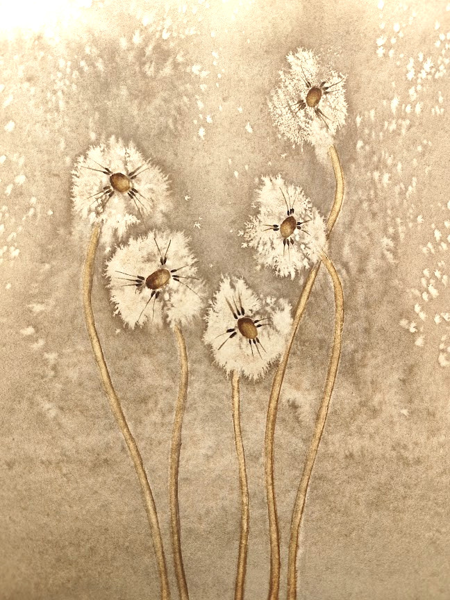 Original Watercolor Painting 13×15 in Dandelion Flowers Spring Art Wall Art