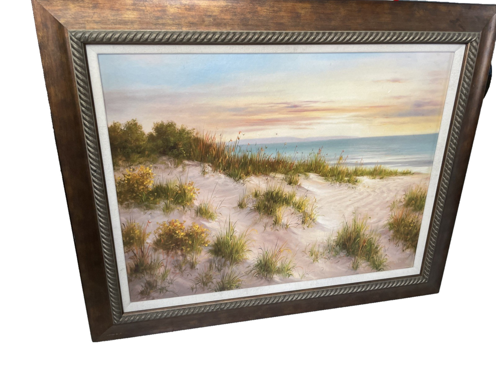 Vintage Coastal Sunset Signed B.Smith Vtg Frame Orig Litho 31″X39″