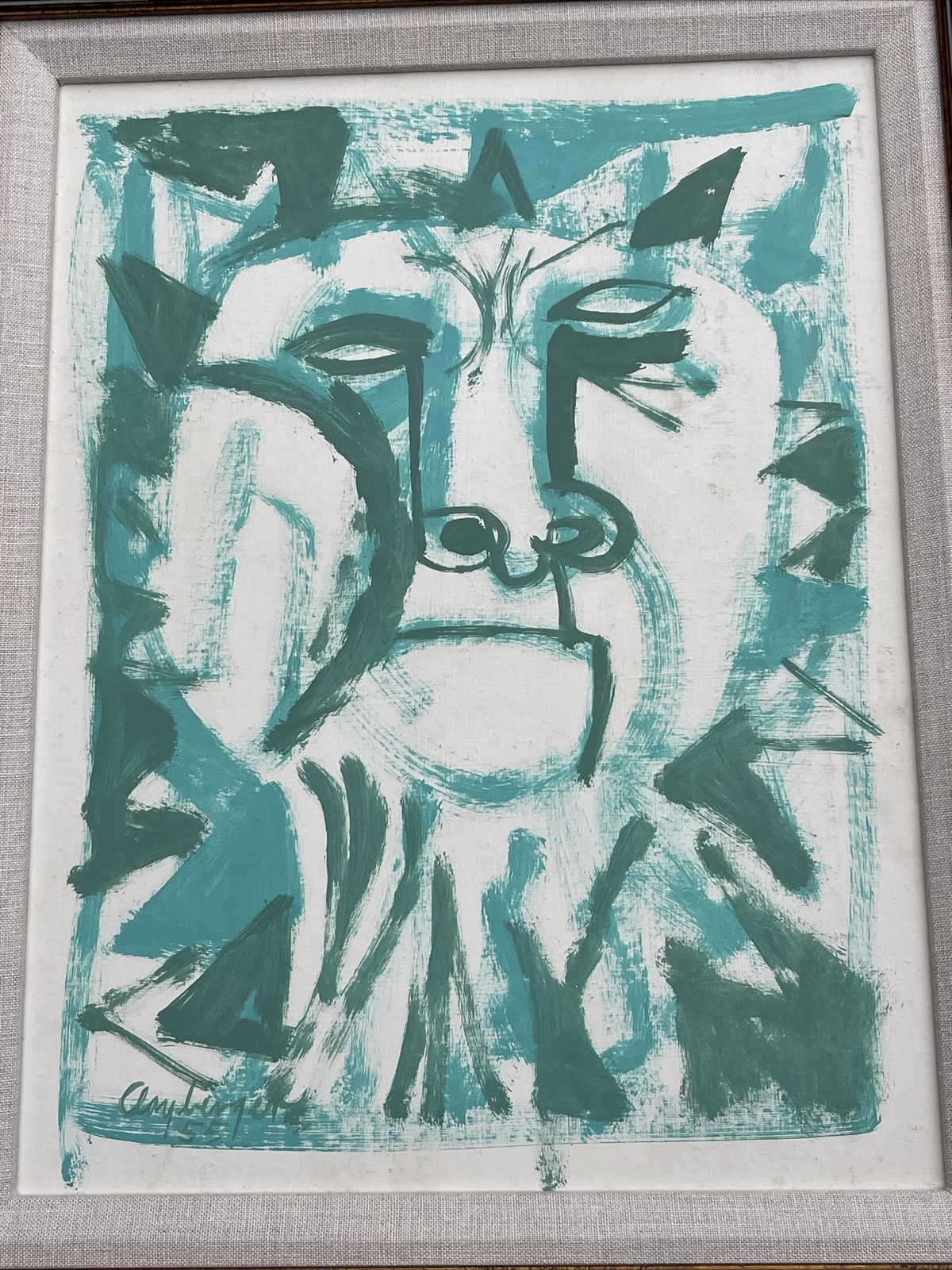 MID CENTURY PAINTING DEVIL SERIES LISTED SAMUEL CLAYBERGER MODERNISM 1950’S OIL