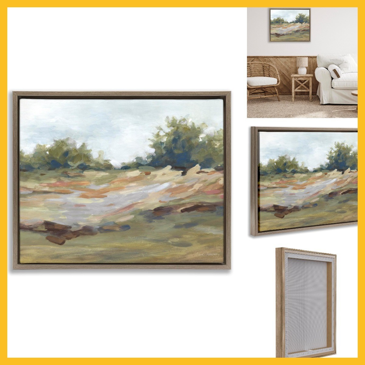 Stupell Industries Still Autumn Brushed Landscape Brown Framed Floater Canvas Wa