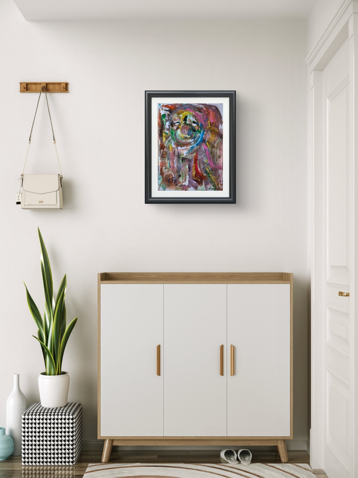 Original Abstract Animal Colorful 11×14 Acrylic Expressionist Home Decor P131