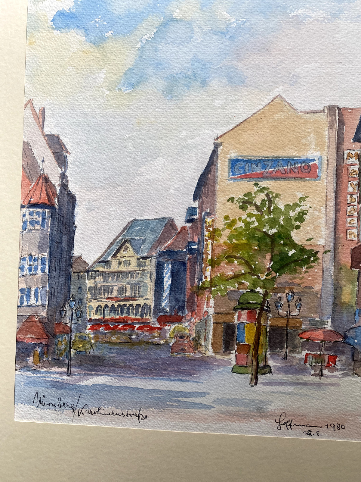 ::WATERCOLOR SIGNED HOFFMANN °NUREMBERG CAROLINENSTRASSE OLD TOWN ALLEY BAVARIA