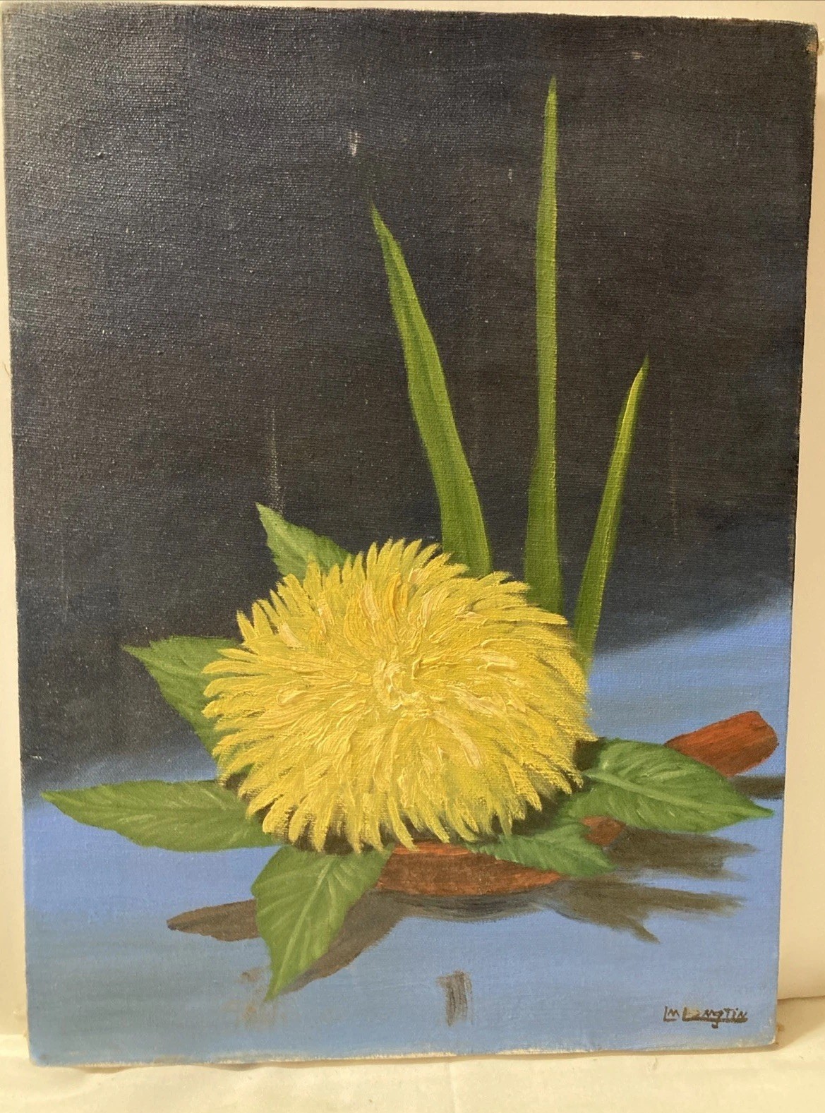 Vintage Original Oil Painting Of A Dandelion. Signed By L. M. Longtin .