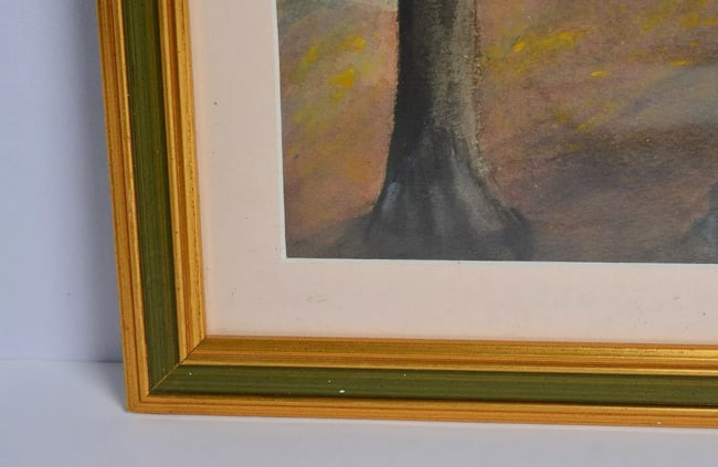Original Watercolor Forest Landscape Painting Signed M Monaco Impressionist Art