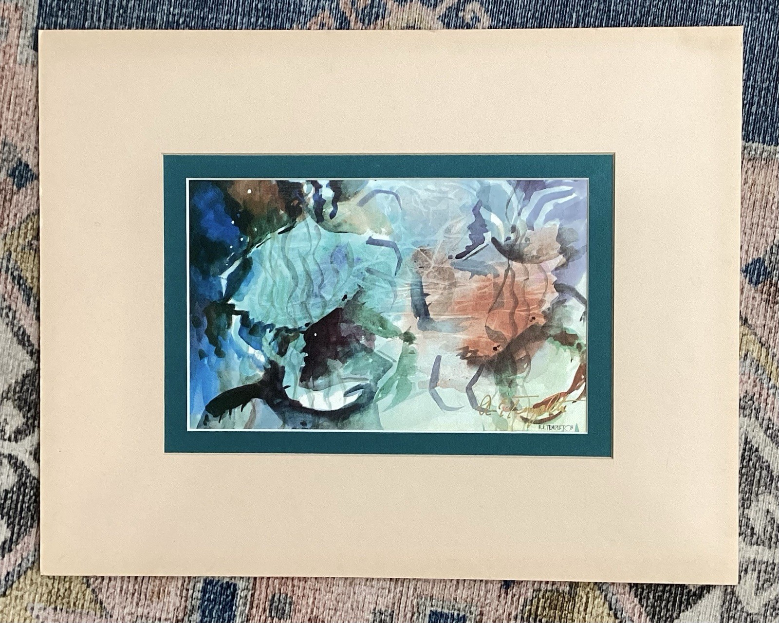 Nautical Fish Boats Watercolor Signed Art 23/150 13×1
