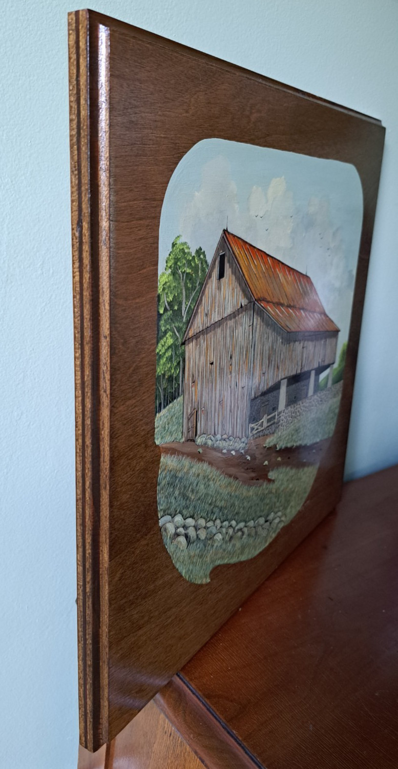 Dick Wilson Pennsylvania Bank Barn Painting on Wood Original Art Signed Vintage