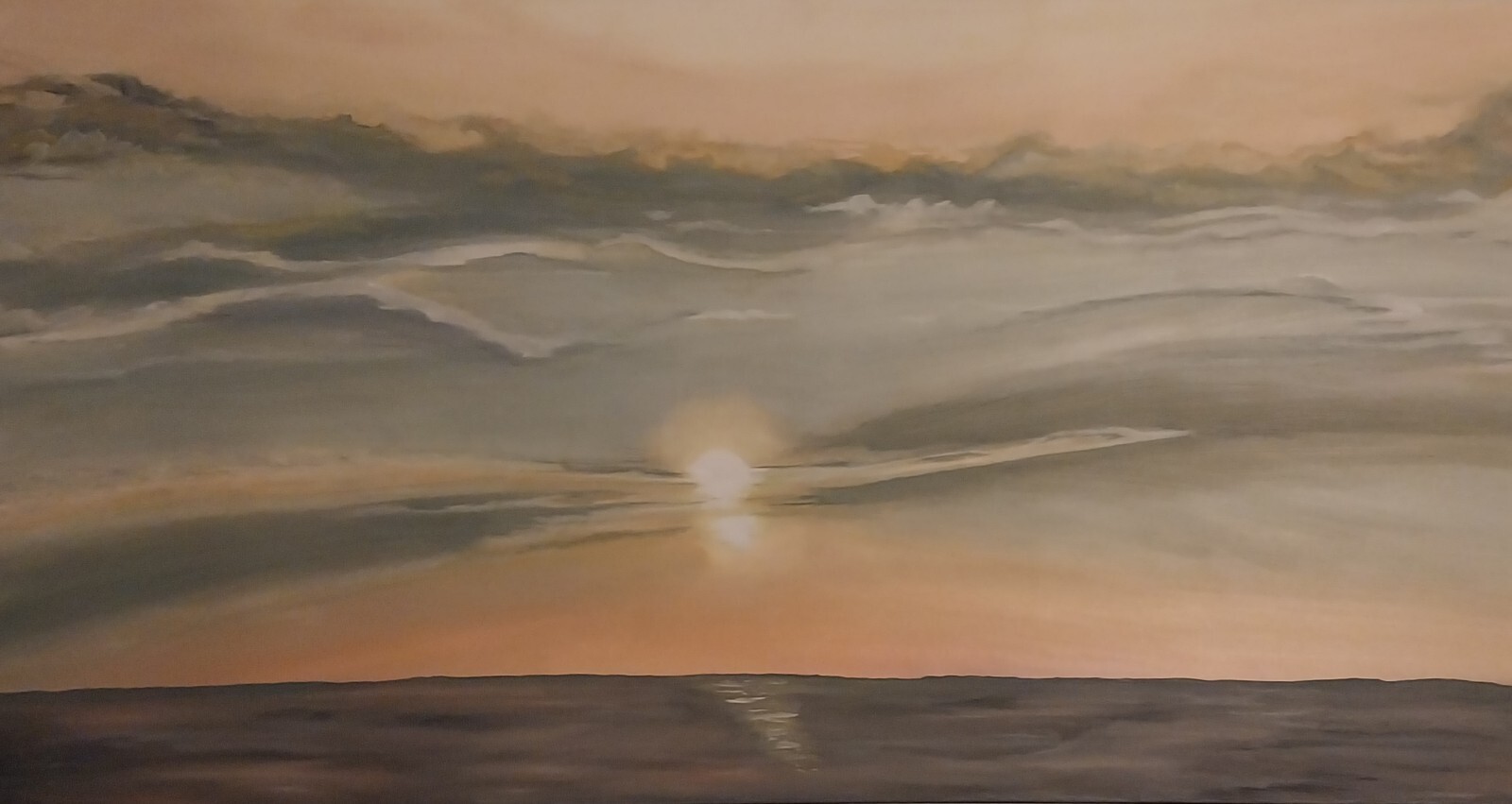 original oil painting signed, painted with brush on 24″×48″×1 1/2″ Canvas,