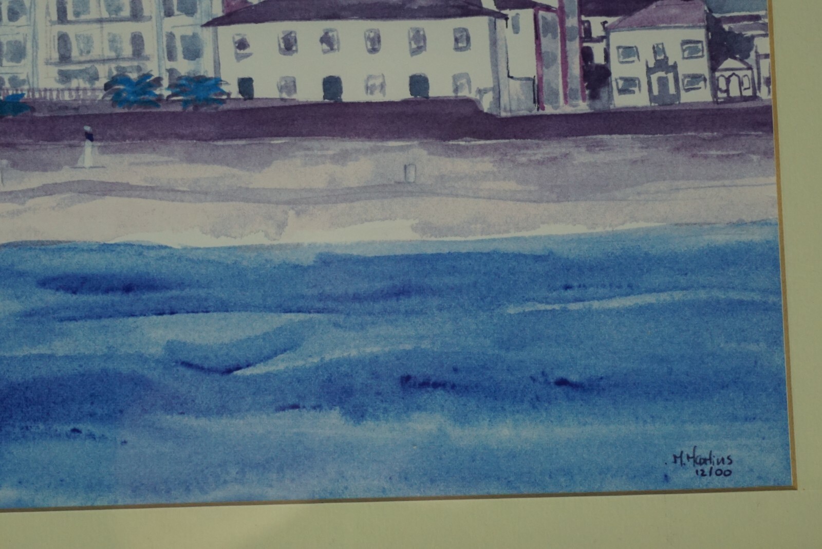 Art painting, Original watercolor, Coastal Style, beachfront image, home decor