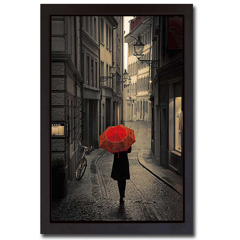 Black Floater-Framed Red Rain by Stefano Corso Canvas Giclee Art (20 in x 14 in)