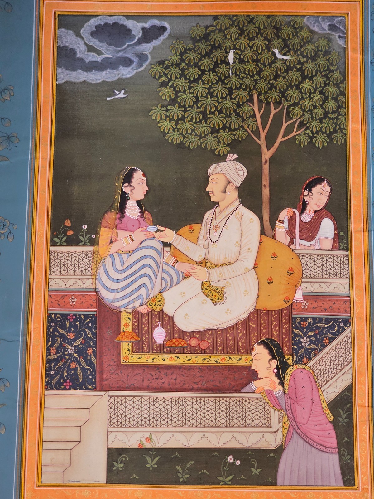 Handmade Mughal Miniature Painting Indian Royal Couple Folk Art Wall Decor 10×15