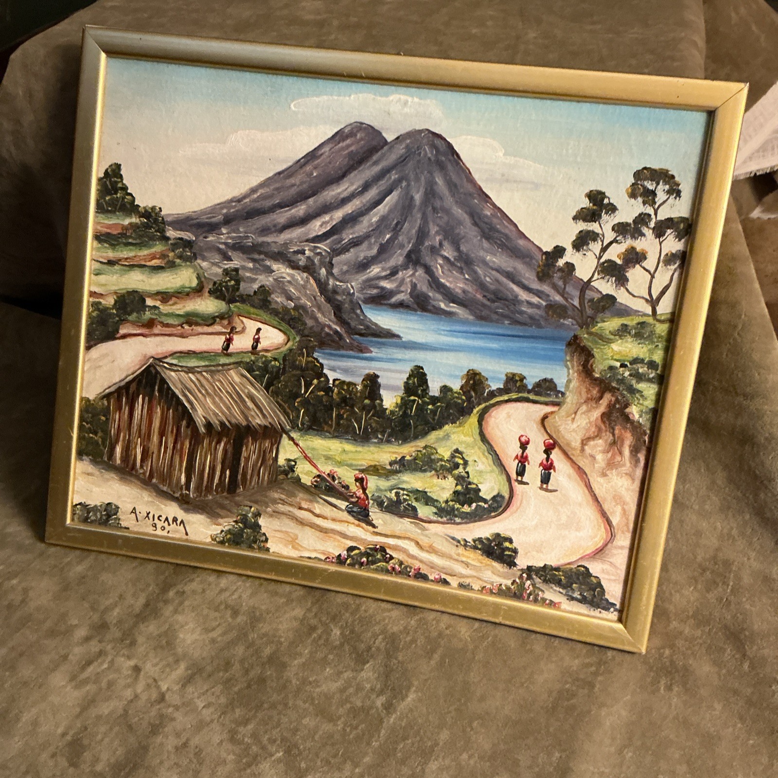 A. XICARA Portuguese Artist Painting On Canvas Mountain Scenes Water And Trees
