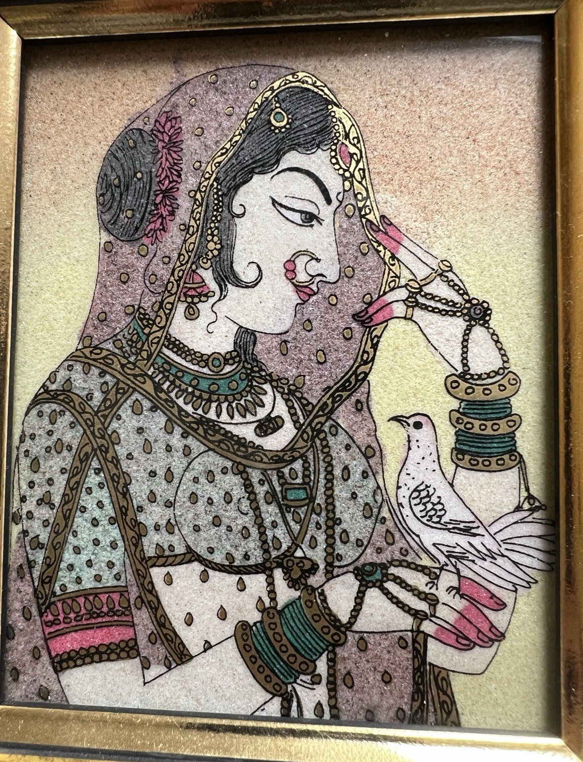 Gem Stone Painting Made With Crushed Real Gems Set Of 2 Paintings Unique INDIA