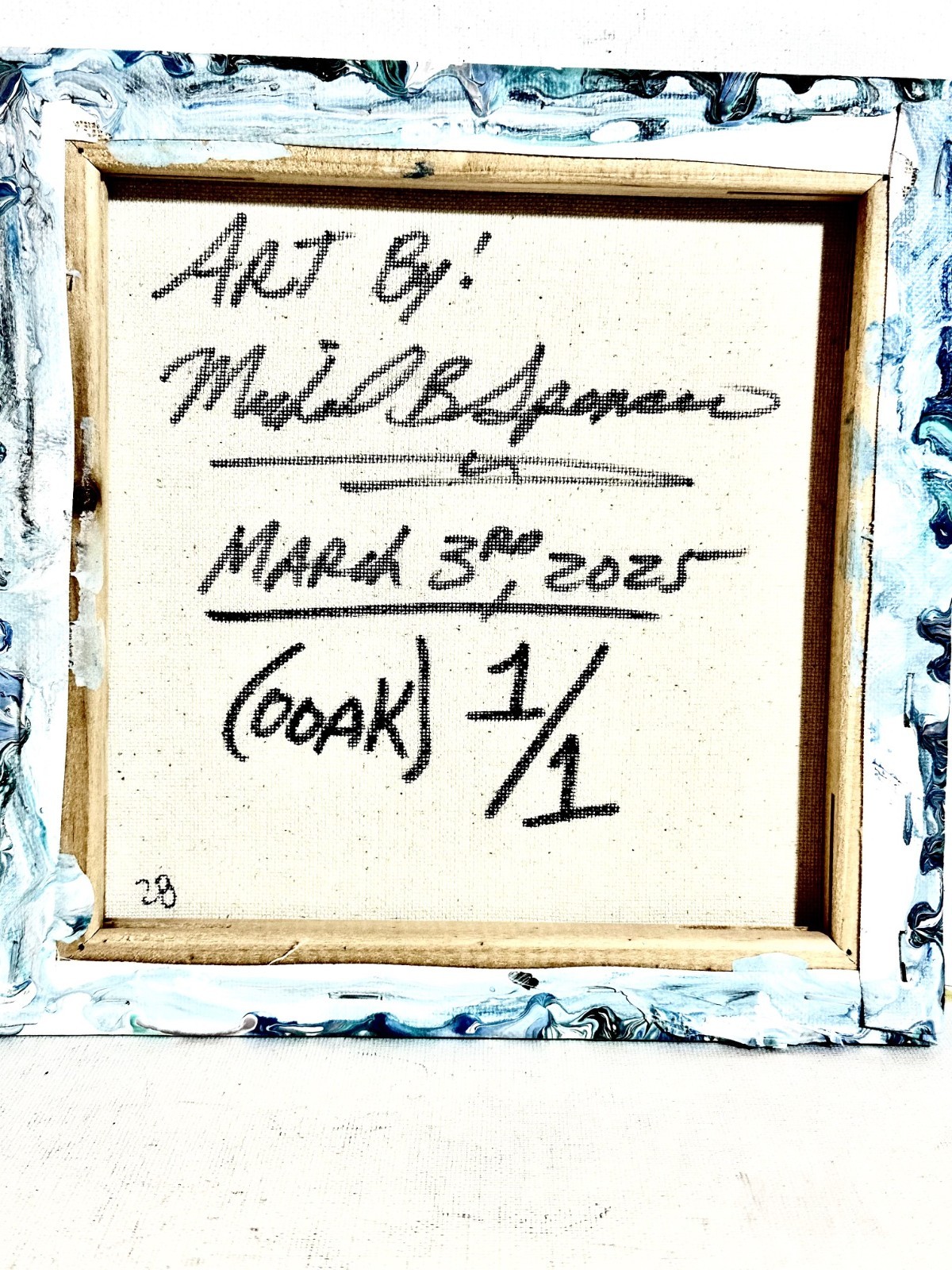 Original Acrylic 8″x8″ Canvas Art OOAK (One of a Kind) Auto, Date, Numbered 1/1
