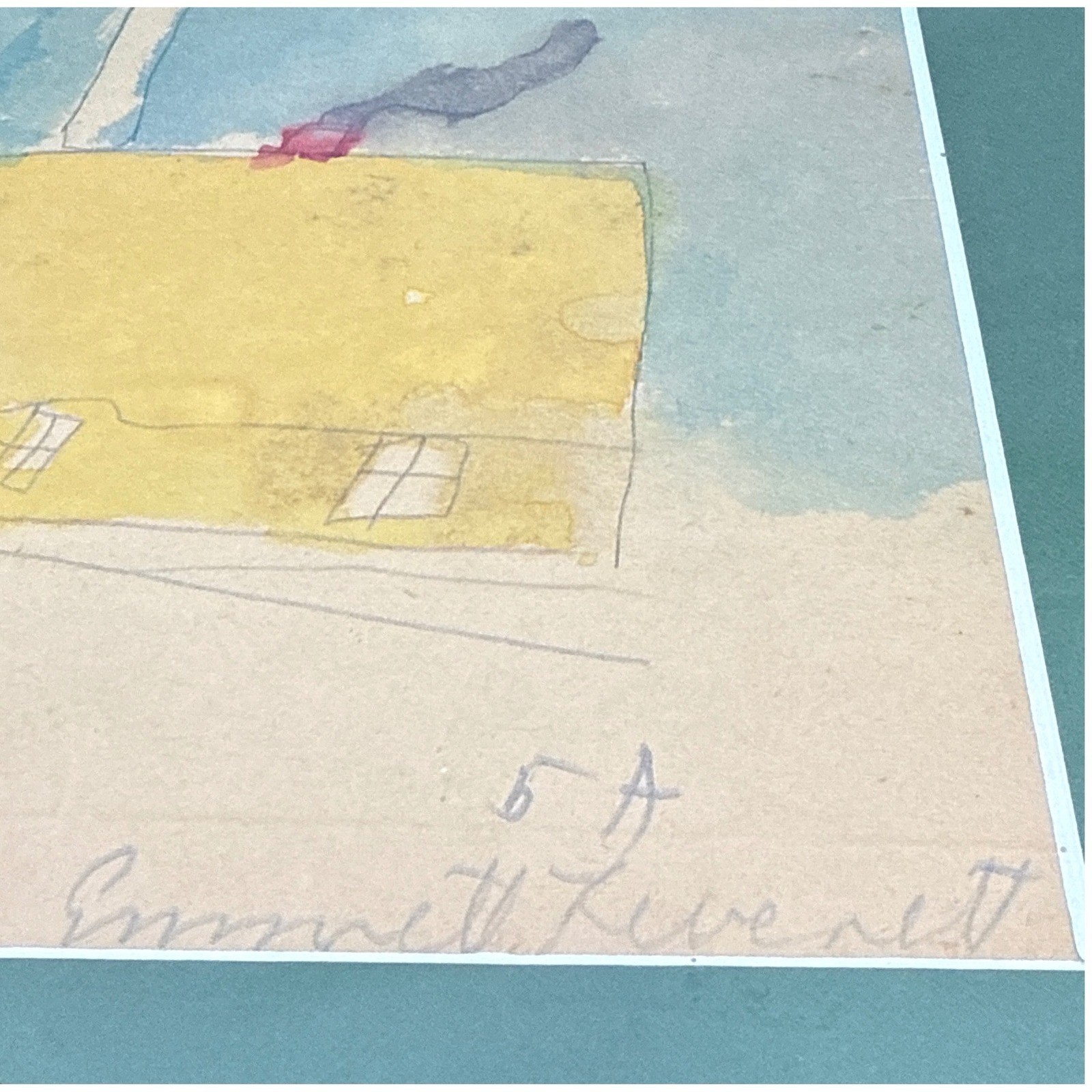 Emmett Leverett 1930s Folk Art Watercolor Painting Triptych Signed Framed Set