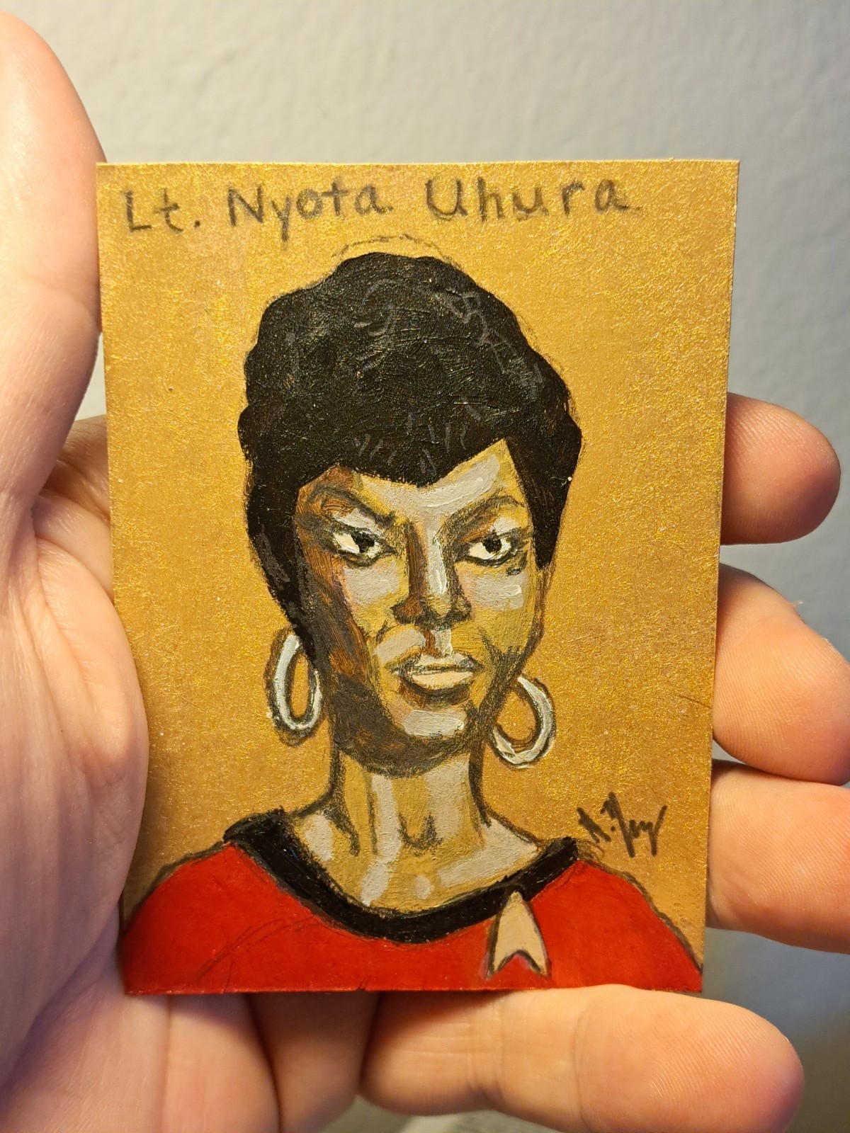 aceo original art card acrylic ink «Lt. Uhura, Star Trek» (ooak) Limit 1/1