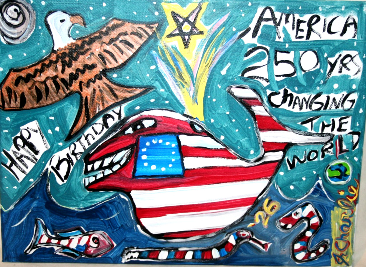 250 YEARS AMERICA! THE WHALE JR CHARLIE FAST OUTSIDER POLITICAL FOLK POP ART USA